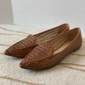 Franco Sarto Tan Perforated Leather Flats Size 7.5